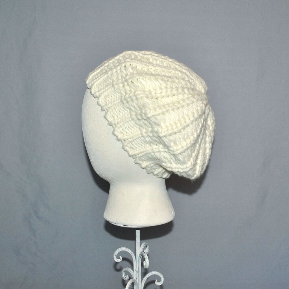 Knit Winter Hat Women's Chunky Knit Cream Acrylic Hat
